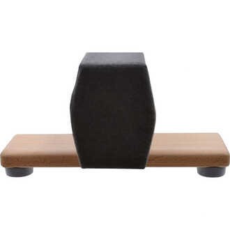 Support de jonglerie en bois avec une base rectangulaire et une partie centrale en tissu noir, conçu pour l'équilibre et la pratique.