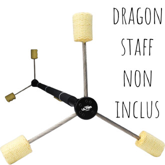 Rayon Dragon 18 cm – dragon staff avec embouts en mousse jaune sur des câbles croisées autour d’un moyeu noir, logo Ultra visible.