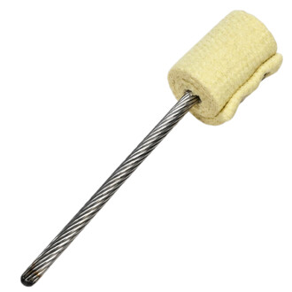Rayon Dragon avec mèche : tige métallique torsadée insérée dans une poignée cylindrique beige en mousse, extrémité inférieure ronde.