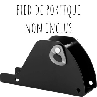 Rondelle incurvée en acier inoxydable montée sur un pied de portique noir, avec la mention Pied de portique non inclus.