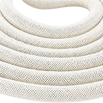 Rope Dart Cage Gora — corde tressée beige enroulée en spirale, gros plan sur le motif de tressage croisé.
