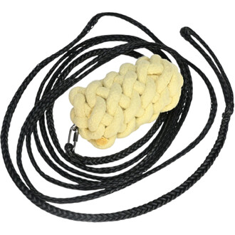 Rope Dart Feu ISIS avec une tige en corde noire et une tête en matière tressée de couleur jaune, enroulée sur elle-même.