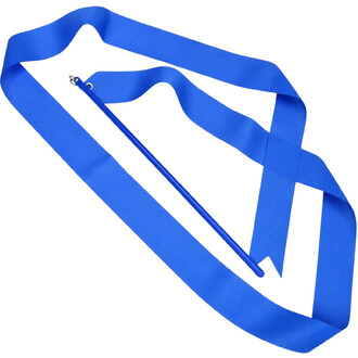 Königsblaues GRS-Initiationsband, 1,60 m x 5 cm, mit blauem Griff und Metallringen, auf weißem Hintergrund.