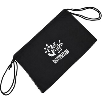 Sac noir à cordons pour 3 massues de jonglage, logo blanc NetJuggler.