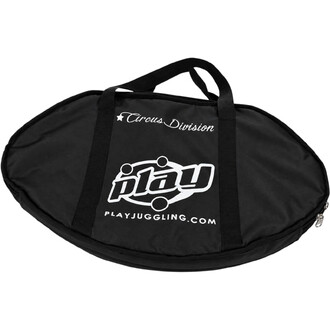 Sac de transport noir pour plateau Apex de portique aérien, avec logo blanc Circus Division et Play Juggling, muni de deux sangles de portage et d'une fermeture à glissière.