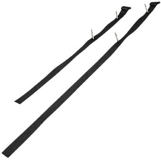 Deux sangles noires en tissu pour genou Actoy, longues et plates, avec des attaches métalliques espacées le long des sangles et des extrémités à fixation.