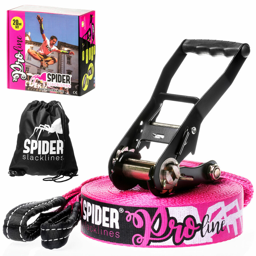 Spider Slackline Complete Kit - 82ft Trick Line With Ratchet For Beginners & Experts