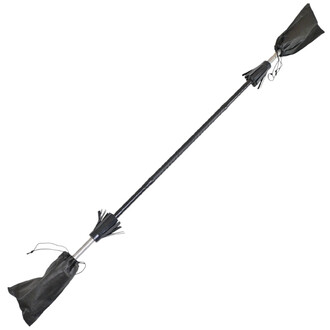 Staff de jonglerie en feu de 152 cm avec têtes en forme de fleurs, doté de sacs en tissu noir aux extrémités pour une meilleure maniabilité.