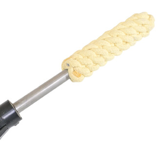 Staff enflammé fleurs de 152 cm avec une poignée en corde tressée de couleur jaune et un tube métallique.