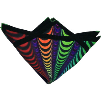 Disque Flying Star, objet volant souple aux couleurs vives et motif en dégradé de cercles concentriques noirs, violet, vert, orange et rouge.