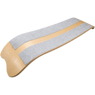 Planche d'équilibre Surfline Balance Board F2 en bois clair avec bandes de grip gris clair sur le dessus.