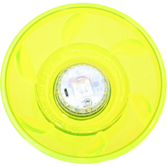 Taibolo lumineux de couleur jaune translucide, vue du dessus, avec un éclairage LED visible au centre et un port USB pour la recharge.