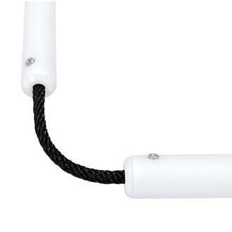 Tube de remplacement blanc pour nunchakus Threeworlds avec corde noire tressée passant par l’embout en plastique
