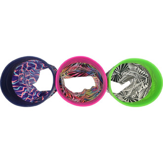 Trois Waboba Airlyft sont présentés en vue de face, montrant leurs couleurs vives et motifs variés. À gauche, un modèle bleu avec un motif graphique en zigzag. Au centre, un modèle rose aux couleurs multicolores et motifs abstraits. À droite, un modèle ve