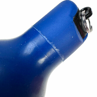 Close-up on the integration of the whistle into a blue wizzball