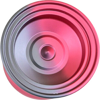 Yoyo V8 vu de dessus, avec une finition lisse et un dégradé de couleurs allant du gris au rose, mettant en valeur ses contours circulaires et son design moderne.