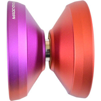 Yoyo V8 avec une finition métallique, présentant un dégradé de couleurs entre le violet et l'orange.