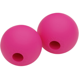 Paires de boules en silicone rose, roundes avec un trou central, conçues pour la jonglerie.