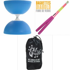 Kit Diabolo Gyro Bleu + Baguettes rose