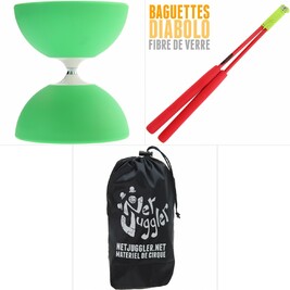 Kit Diabolo Gyro Vert + Baguettes Rouge