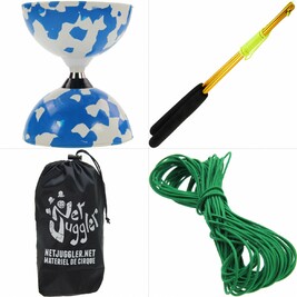 Kit Diabolo Jester a roulements Bleu et Blanc doré Vert