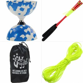 Kit Diabolo Jester a roulements Bleu et Blanc Rouge Jaune