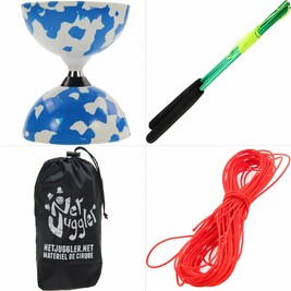 Kit Diabolo Jester a roulements Bleu et Blanc Vert Orange