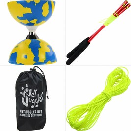 Kit Diabolo Jester a roulements Bleu et Jaune Rouge Jaune