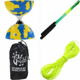 Kit Diabolo Jester a roulements Bleu et Jaune Vert Jaune