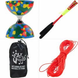 Kit Diabolo Jester a roulements coloré Rouge Orange