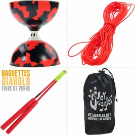 Kit Diabolo Jester a roulements Rouge et Noir Orange Rouge
