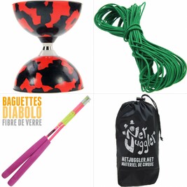 Kit Diabolo Jester a roulements Rouge et Noir Vert rose