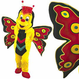 Gele vlindermascotte