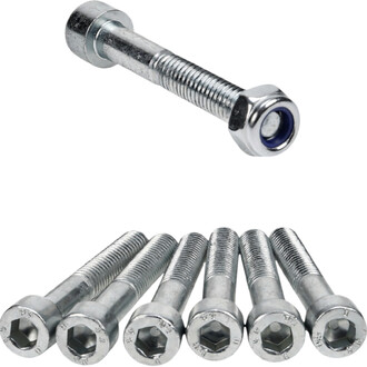 Vis de blocage réglable pour tube en acier zingué, tête hexagonale à empreinte Allen avec insert bleu, ensemble de vis.