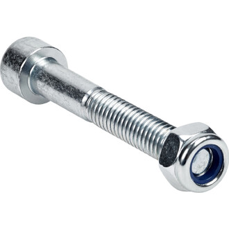 Vis de blocage pour tube réglable en acier chromé, tige filetée et tête ronde.